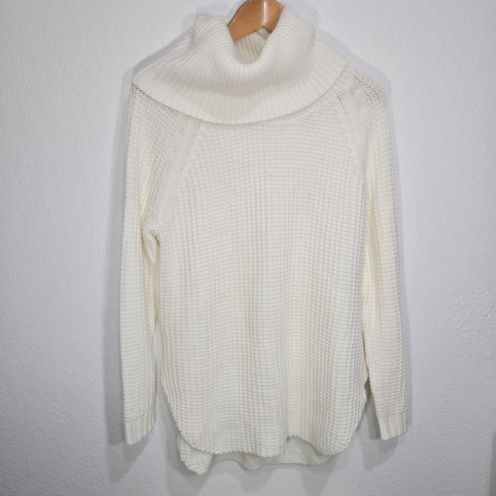 A New Day Medium White Knit Cowl Neck Sweater